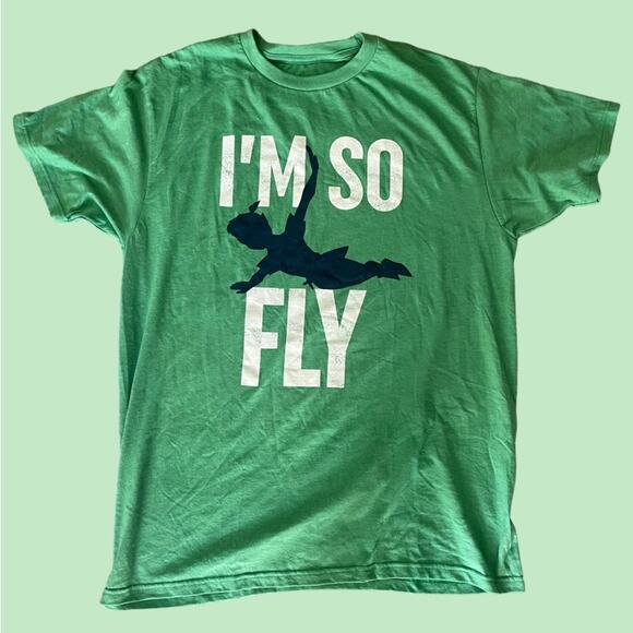 Disney I’m So Fly Graphic Tee Green Peter Pan Neverland Disneyland - Picture 1 of 7